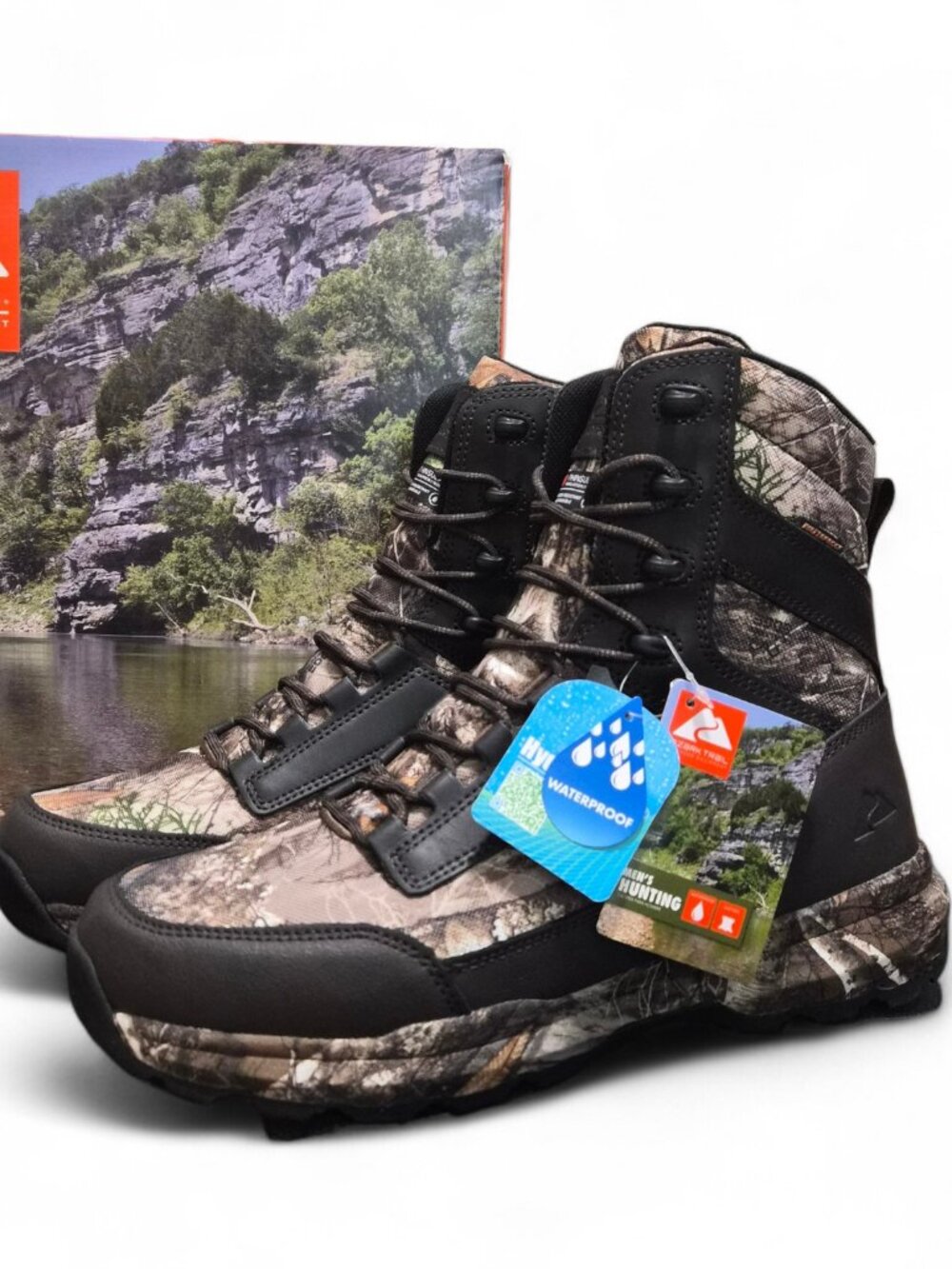 Ozark Trail Men's Hiking Hunting Boots Mossy Oak Camo Size 8-11 3M Thinsulate